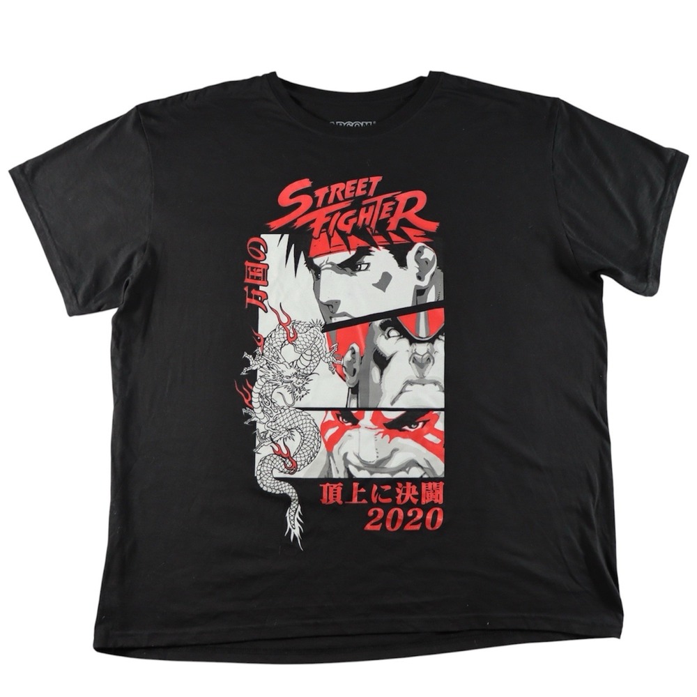 Capcom Street Fighter Ryu Shirt Mens 2XL Black Kanji Graphic Video Game Tee